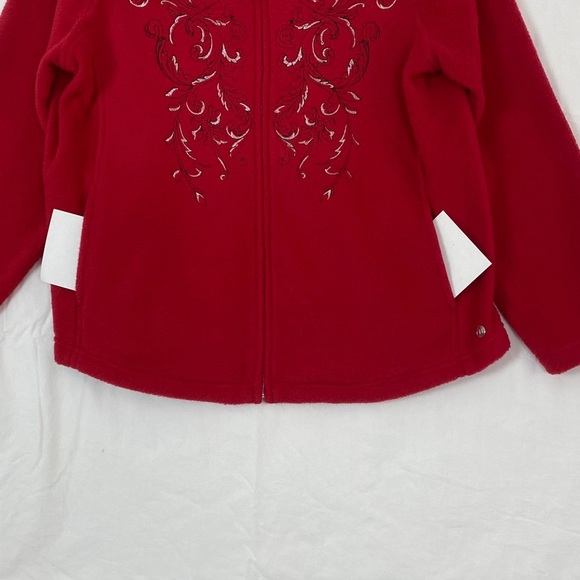 Red Embroidered Fleece Jacket by Northern Traditions Size LP - Picture 6 of 11